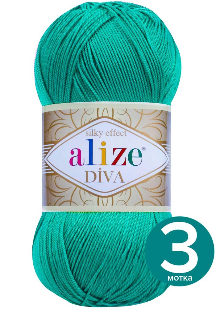 

Пряжа Alize Diva (Ализе Дива) - зеленая бирюза (610), 100 г / 350 м (100% микрофибра акрил, Бирюзовый, Divа klubоk.shор