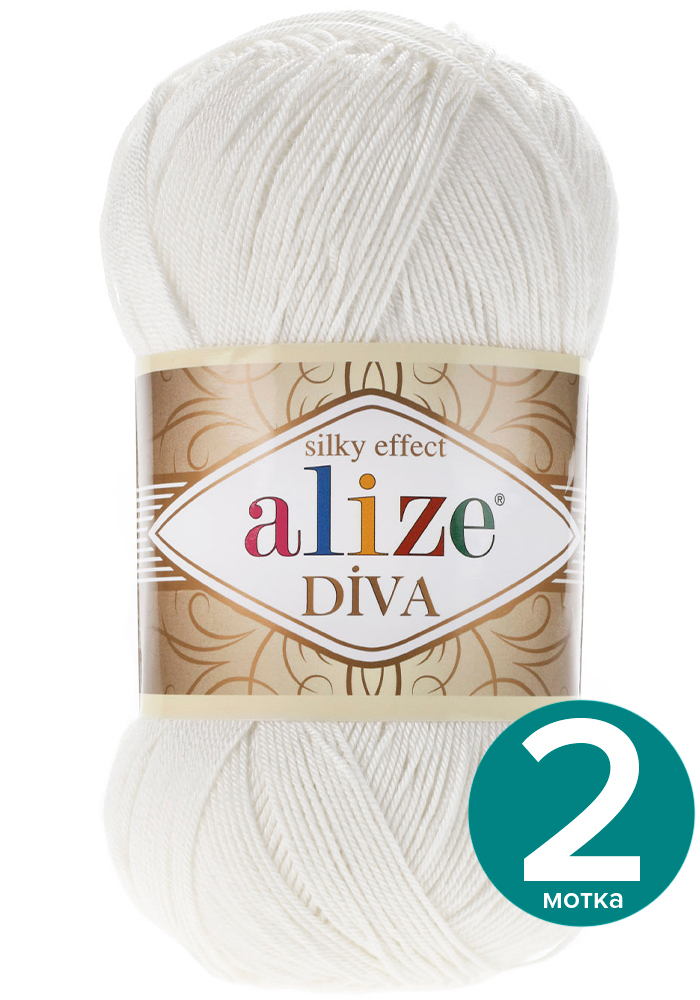 

Пряжа Alize Diva (Ализе Дива) - перламутровый (450), 100 г / 350 м (100% микрофибра акрил), Белый, Divа klubоk.shор