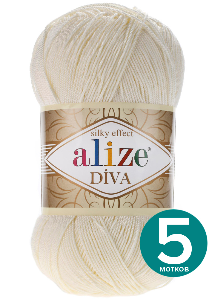 

Пряжа Alize Diva (Ализе Дива) - каменый (383), 100 г / 350 м (100% микрофибра акрил) 5 шт, Бежевый, Divа klubоk.shор