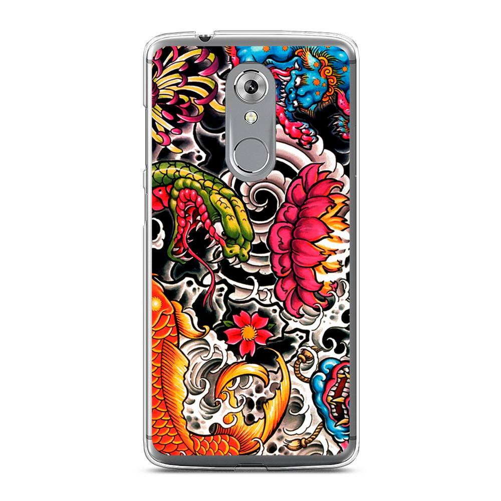 

Чехол на ZTE Axon 7 "Японское искусство", Красный;оранжевый;голубой, 131450-4
