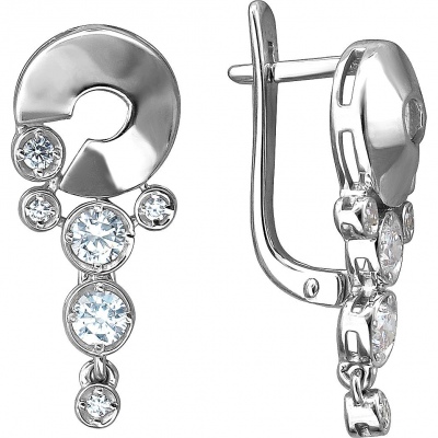 

Серьги из серебра с фианитом Эстет 01С1513108, 01С1513108