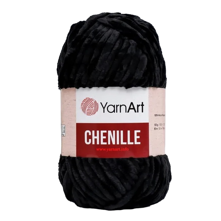 

Пряжа Chenille 100% микрополиэстер 90м/100гр (542 черный), Пряжа для вязания "Chenille"
