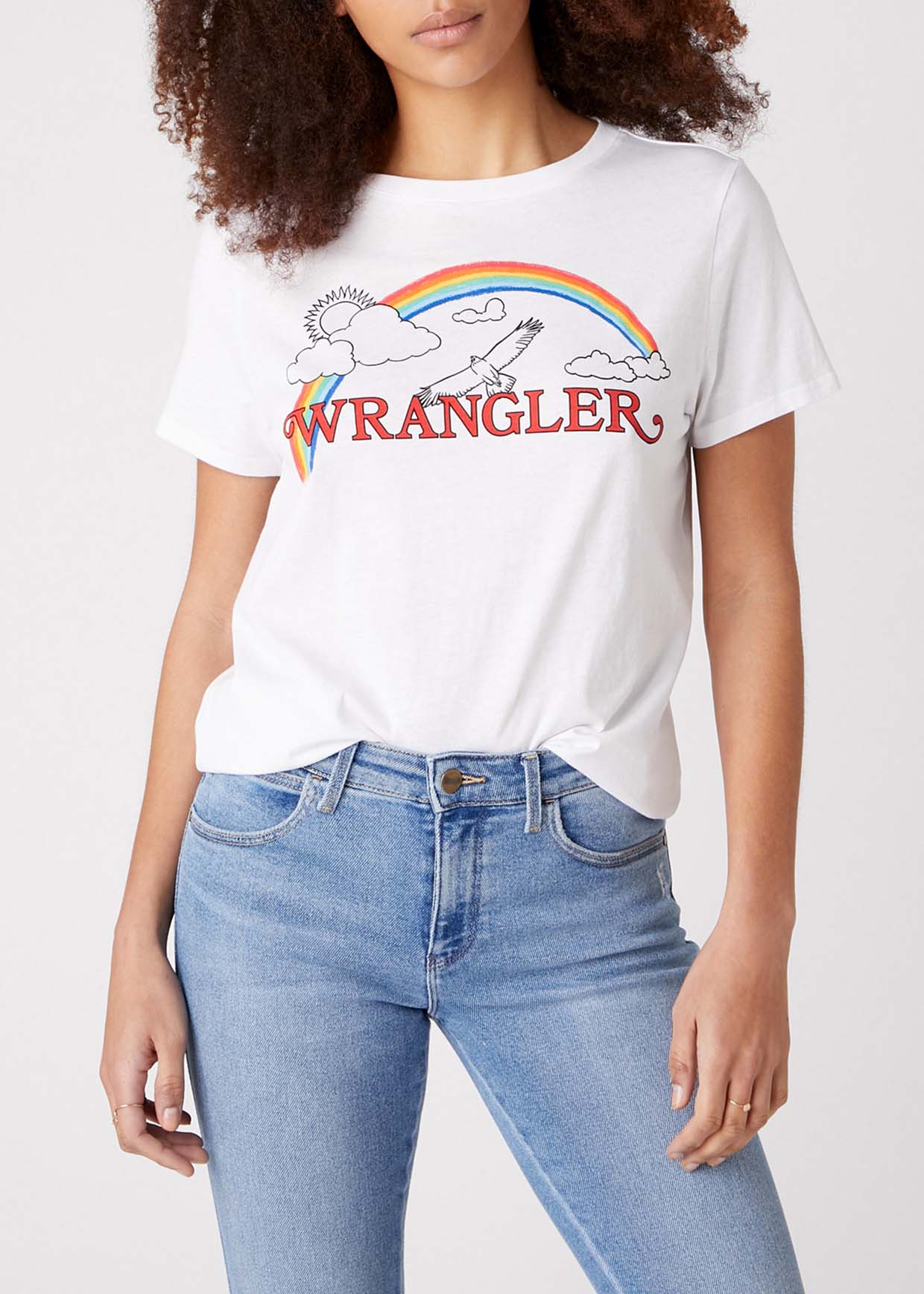 фото Футболка женская wrangler rainbow regular true white белая s