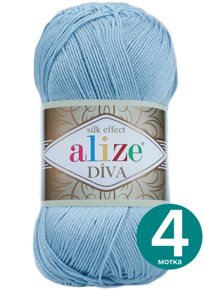 

Пряжа Alize Diva (Ализе Дива) - светло-синий (350), 100 г / 350 м (100% микрофибра акрил), Divа klubоk.shор