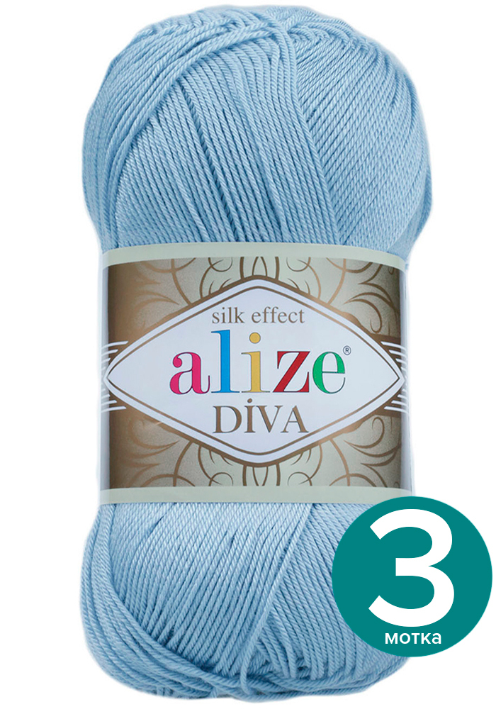 

Пряжа Alize Diva (Ализе Дива) - светло-синий (350), 100 г / 350 м (100% микрофибра акрил), Divа klubоk.shор