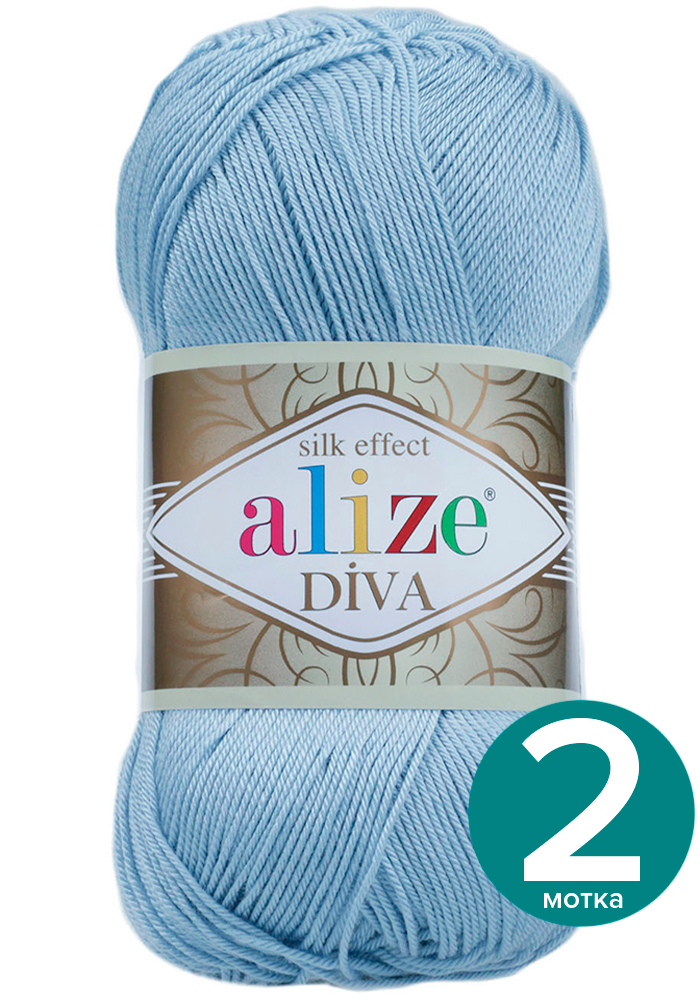 

Пряжа Alize Diva (Ализе Дива) - светло-синий (350), 100 г / 350 м (100% микрофибра акрил), Divа klubоk.shор