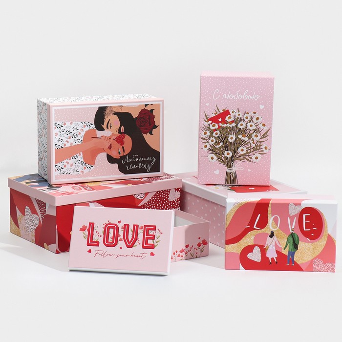 

Набор подарочных коробок 6 в 1 Love, 20 х 12.5 х 7.5  32.5 х 20 х 12.5 см, Розовый