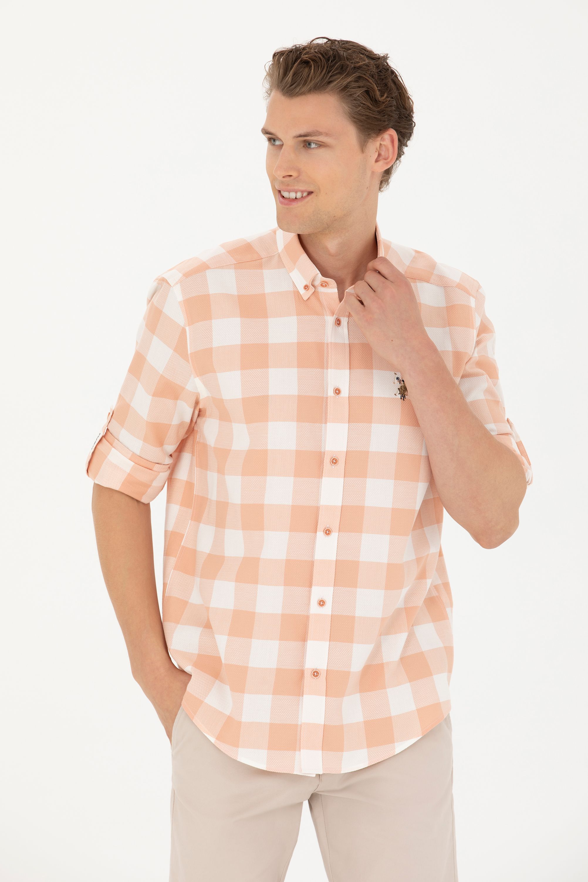 

Рубашка мужская US Polo Assn G081SZ0040AVRELO оранжевая M, Оранжевый, G081SZ0040AVRELO