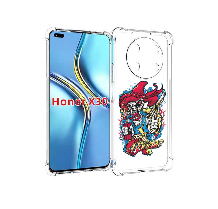 

Чехол MyPads нарисованный скелет с писталетом для Honor X30 / Magic4 Lite 5G, Прозрачный, Tocco