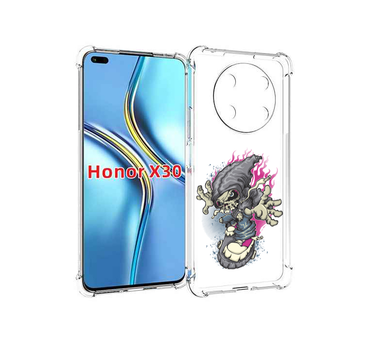 фото Чехол mypads нарисованный скелет на скейт борде для honor x30 / magic4 lite 5g