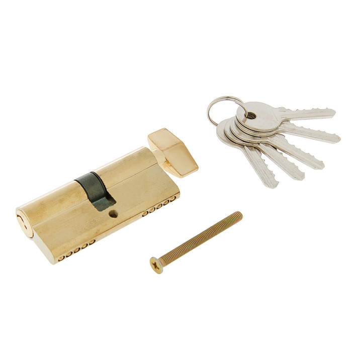 Цилиндровый механизм, 70 мм, английский ключ, 5 ключей, цвет золото