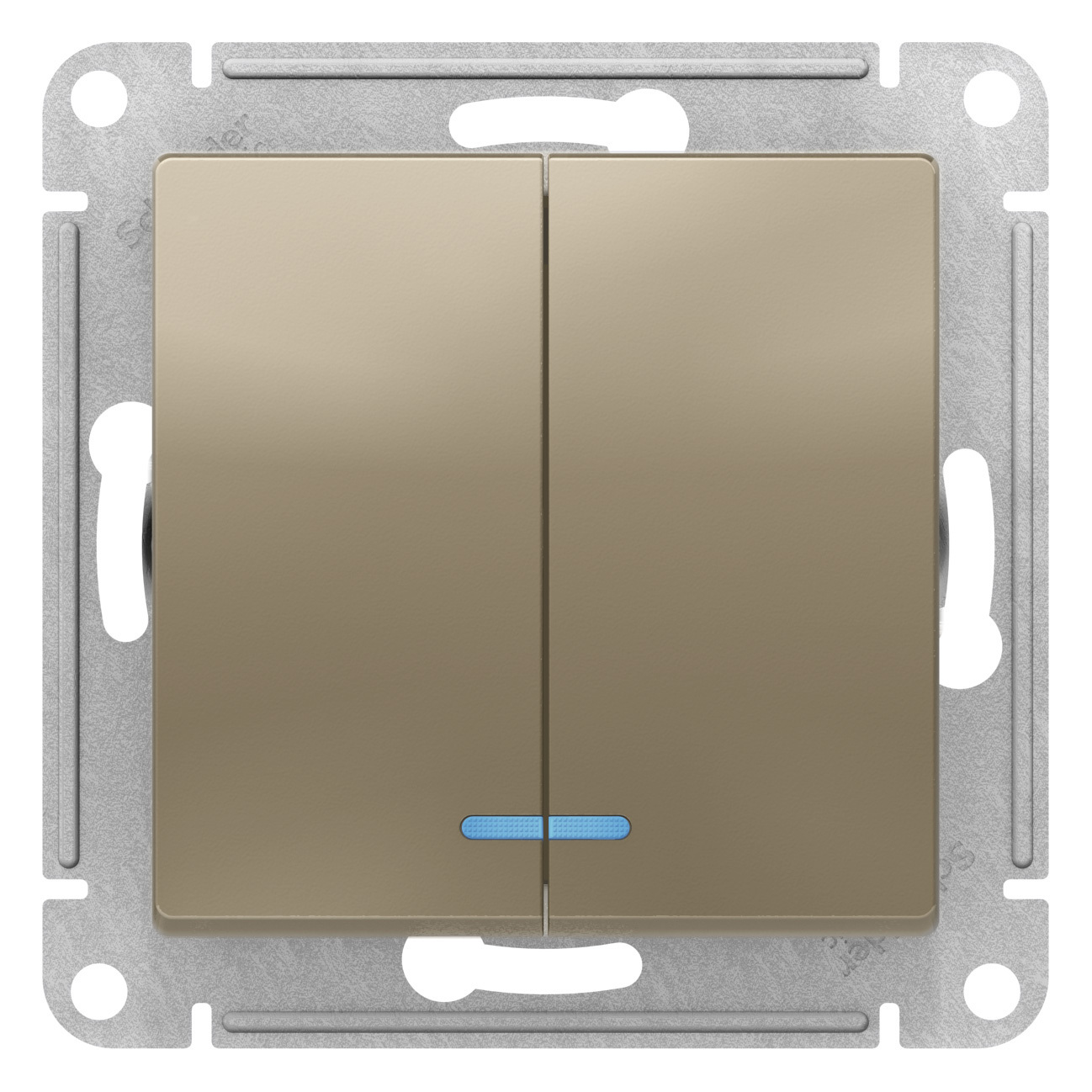 фото Выключатель schneider electric 2-клавишный золотистый atn000553.9 9 шт