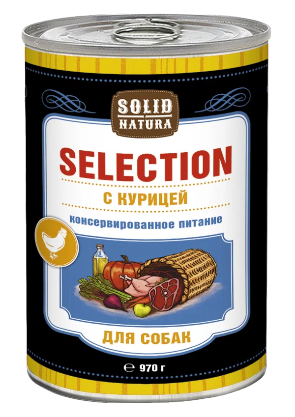 

Консервы для собак Solid Natura Selection курица, 970г
