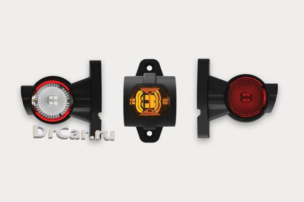 

FRISTOM Фонарь габаритный LED 3-х цветный правый на прямой короткой резиновой ножке с пров