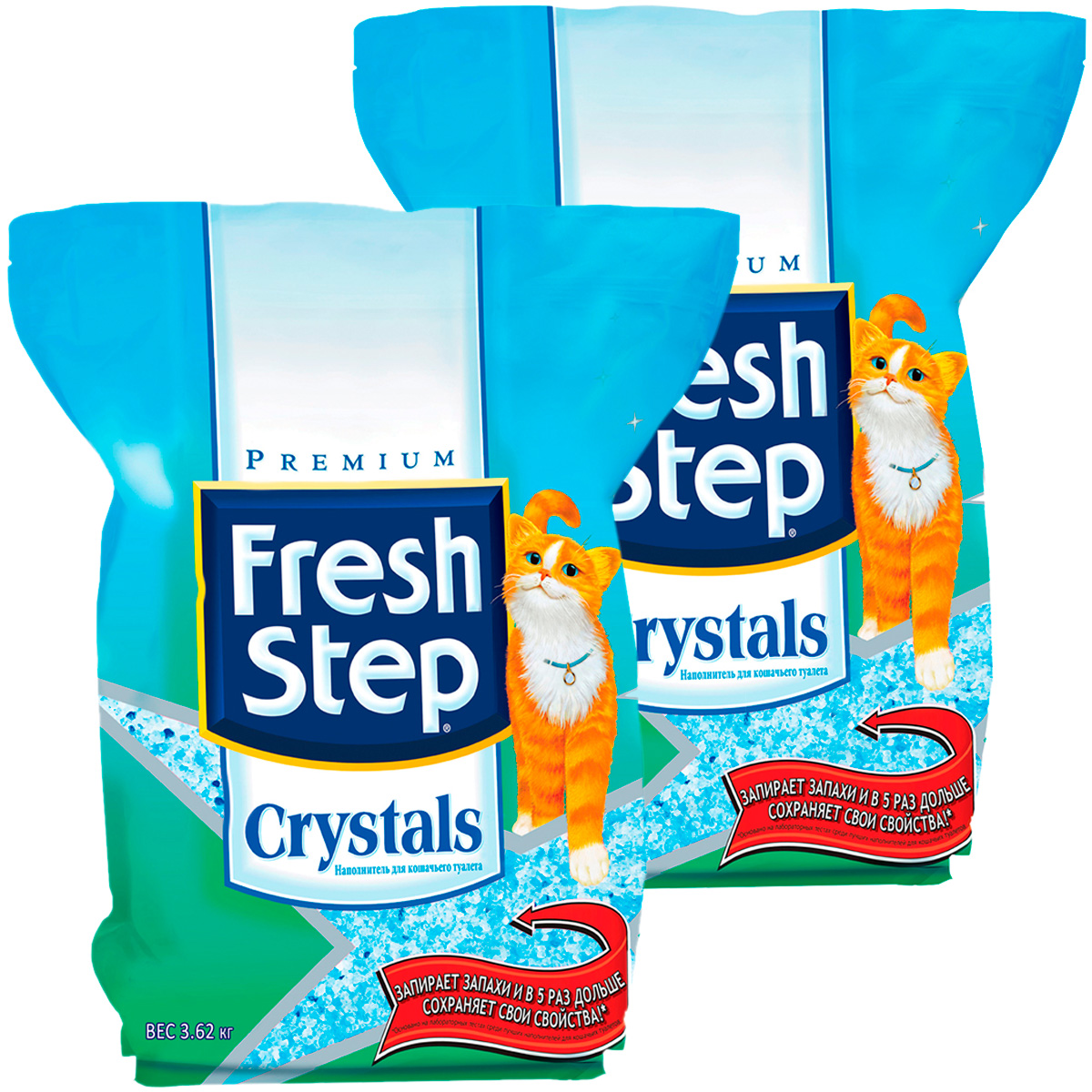 

Наполнитель для туалета кошек Fresh Step силикагелевый 2 шт по 3,62 кг