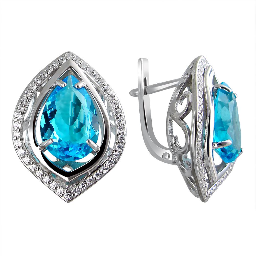 

Серьги женские из серебра Эстет С22С251028, фианит/swarovski, С22С251028