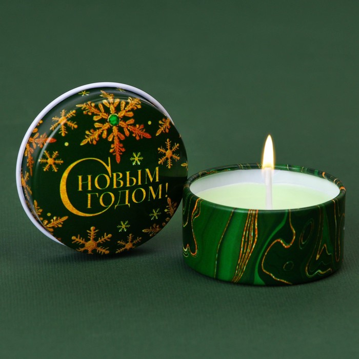 

Новогодняя свеча в банке «С Новым годом», еловые ветки, d = 4,8 см