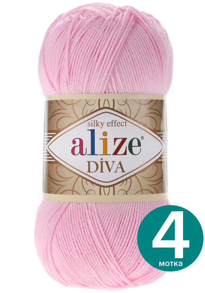 

Пряжа Alize Diva (Ализе Дива) - розовый (291), 100 г / 350 м (100% микрофибра акрил) 4 шт, Divа klubоk.shор