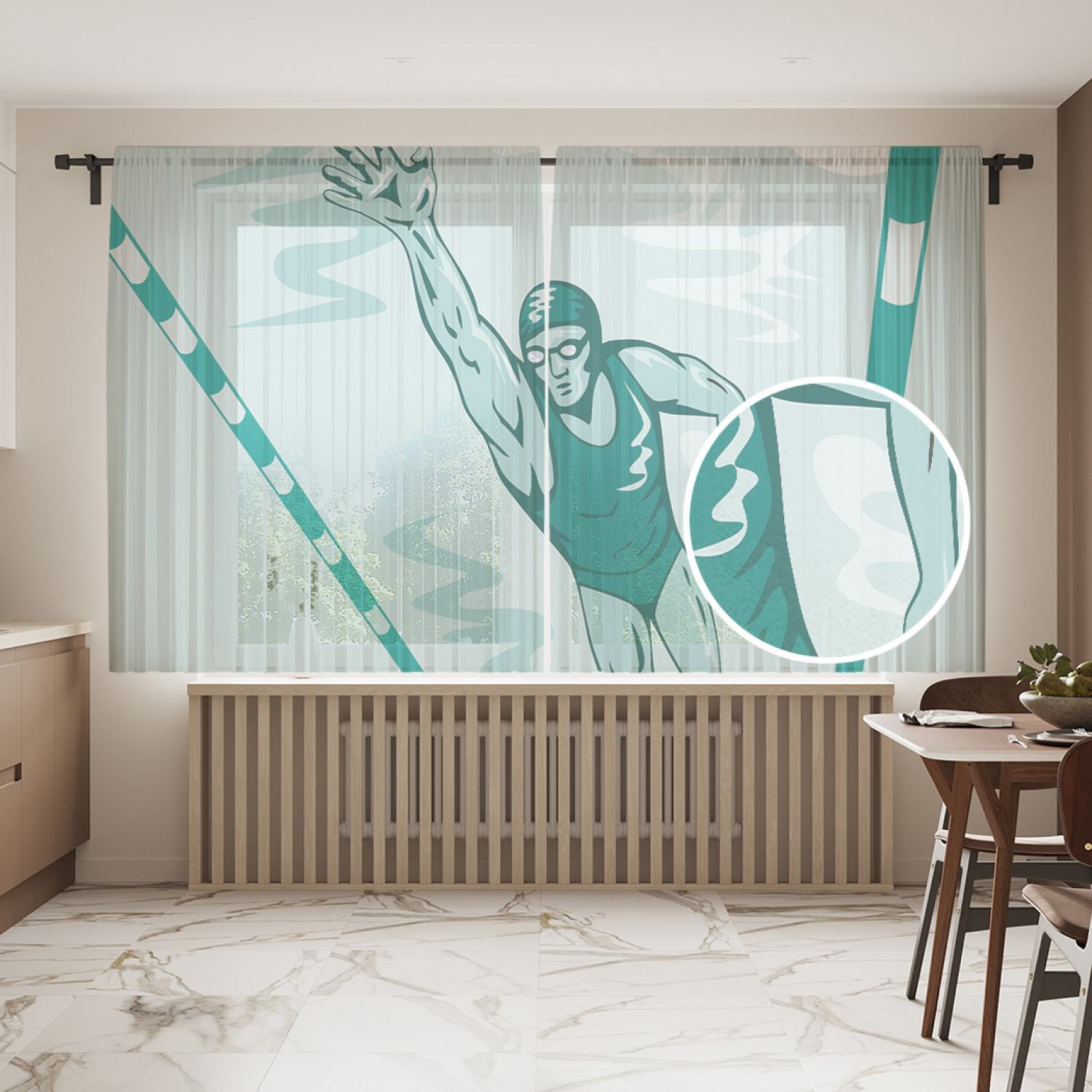 

Шторы и тюль tul_10914_145x180 Быстрый пловец JoyArty, Быстрый пловец