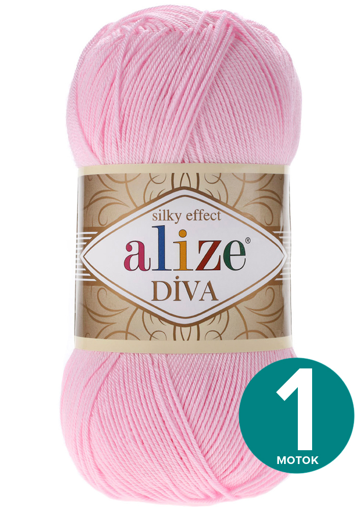 

Пряжа Alize Diva (Ализе Дива) - розовый (291), 100 г / 350 м (100% микрофибра акрил) 1 шт, Divа klubоk.shор