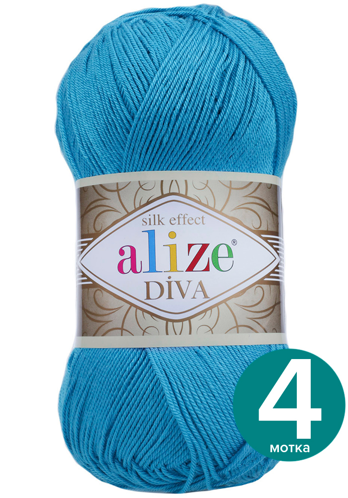 

Пряжа Alize Diva (Ализе Дива) - бирюзово-голубой (245), 100 г / 350 м (100% микрофибра акр, Divа klubоk.shор
