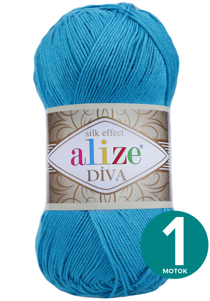 

Пряжа Alize Diva (Ализе Дива) - бирюзово-голубой (245), 100 г / 350 м (100% микрофибра акр, Divа klubоk.shор