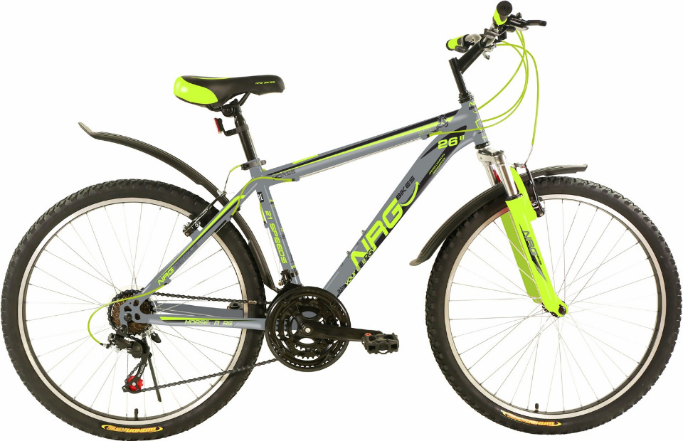 фото Скоростной велосипед nrg bikes horse, 26", gray-green-black