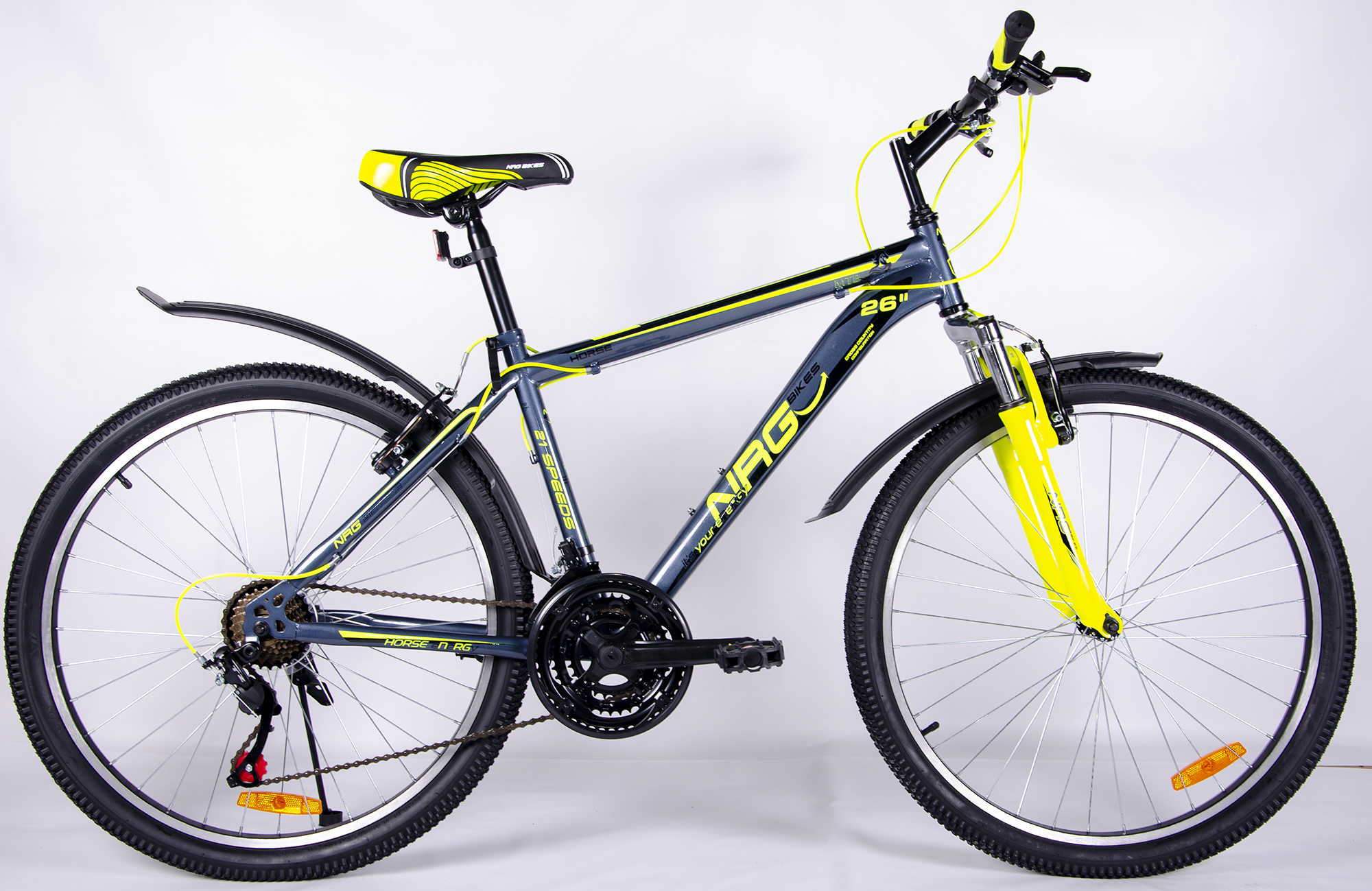 фото Скоростной велосипед nrg bikes horse, 26", gray-green-black