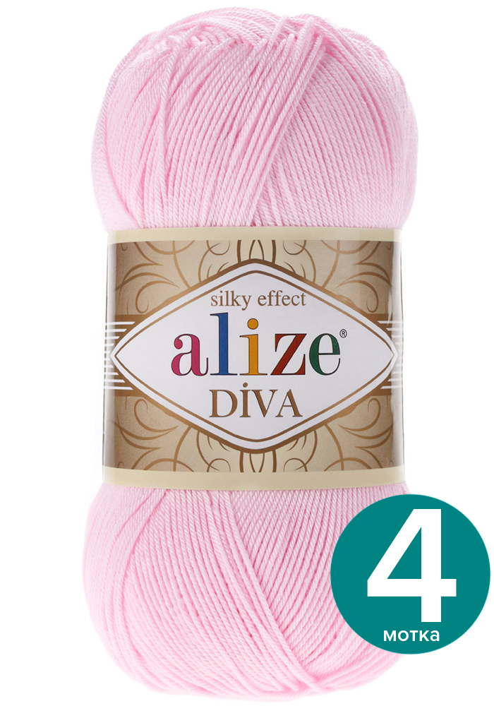

Пряжа Alize Diva (Ализе Дива) - розовый (185), 100 г / 350 м (100% микрофибра акрил) 4 шт, Divа klubоk.shор