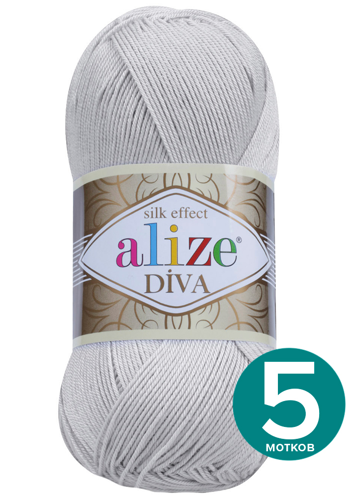 

Пряжа Alize Diva (Ализе Дива) - светло-серый (168), 100 г / 350 м (100% микрофибра акрил), Divа klubоk.shор