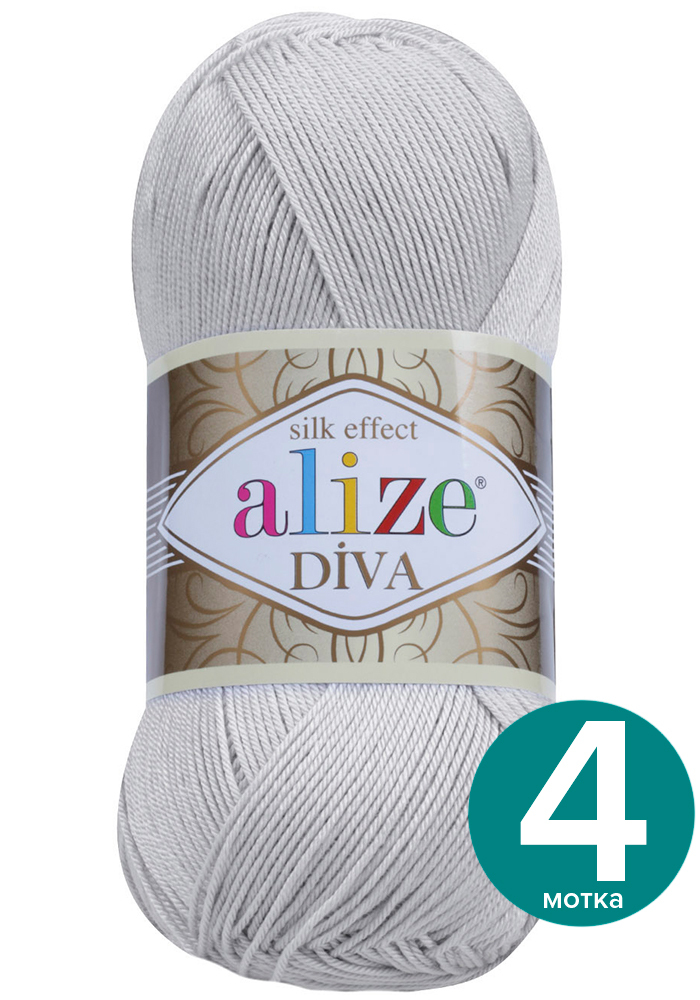 

Пряжа Alize Diva (Ализе Дива) - светло-серый (168), 100 г / 350 м (100% микрофибра акрил), Divа klubоk.shор