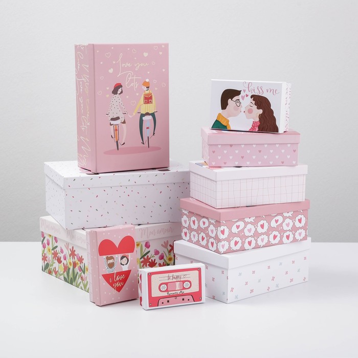 

Набор подарочных коробок 10 в 1 LOVE, 12  7  4 - 32.5  20  12.5 см, Разноцветный