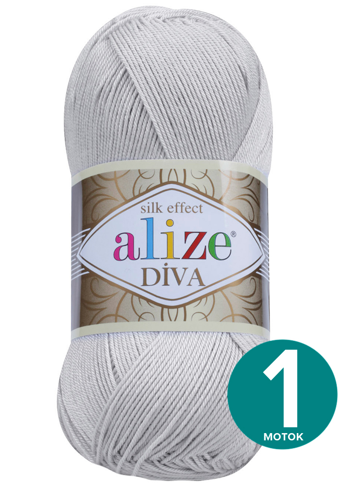 

Пряжа Alize Diva (Ализе Дива) - светло-серый (168), 100 г / 350 м (100% микрофибра акрил), Divа klubоk.shор