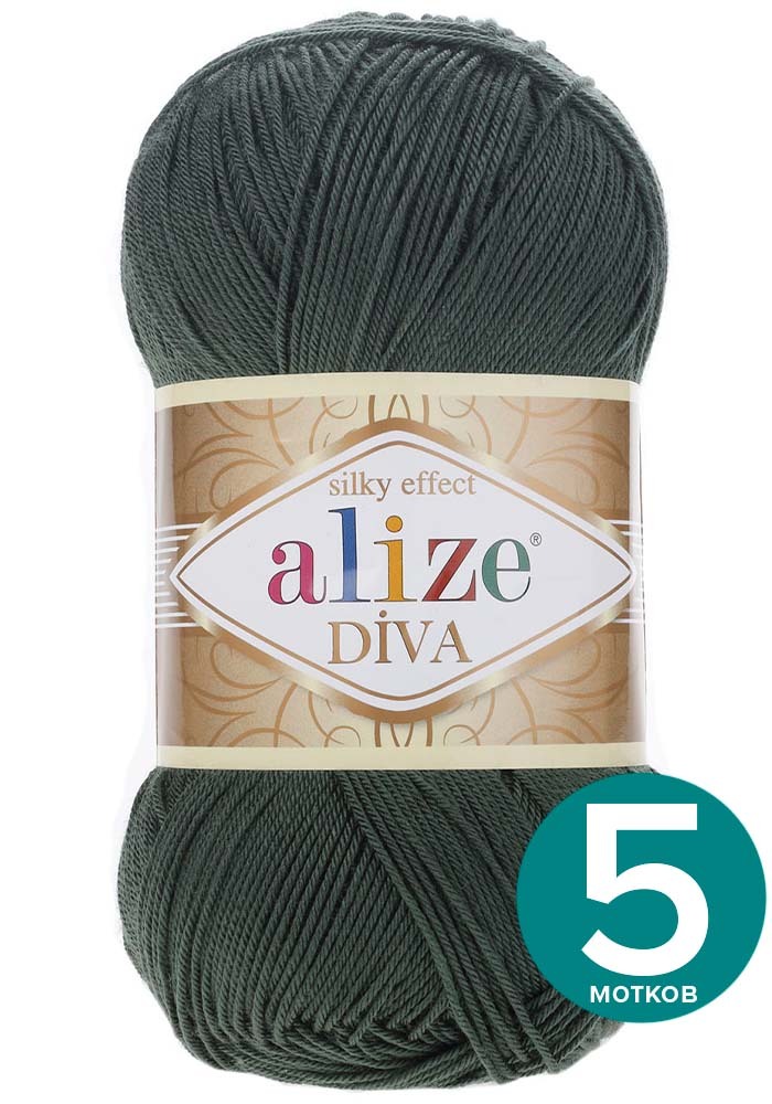

Пряжа Alize Diva (Ализе Дива) - зеленый (131), 100 г / 350 м (100% микрофибра акрил) 5 шт, Divа klubоk.shор