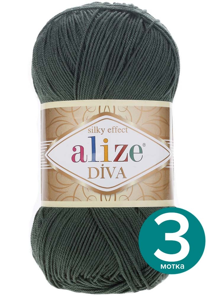 

Пряжа Alize Diva (Ализе Дива) - зеленый (131), 100 г / 350 м (100% микрофибра акрил) 3 шт, Divа klubоk.shор