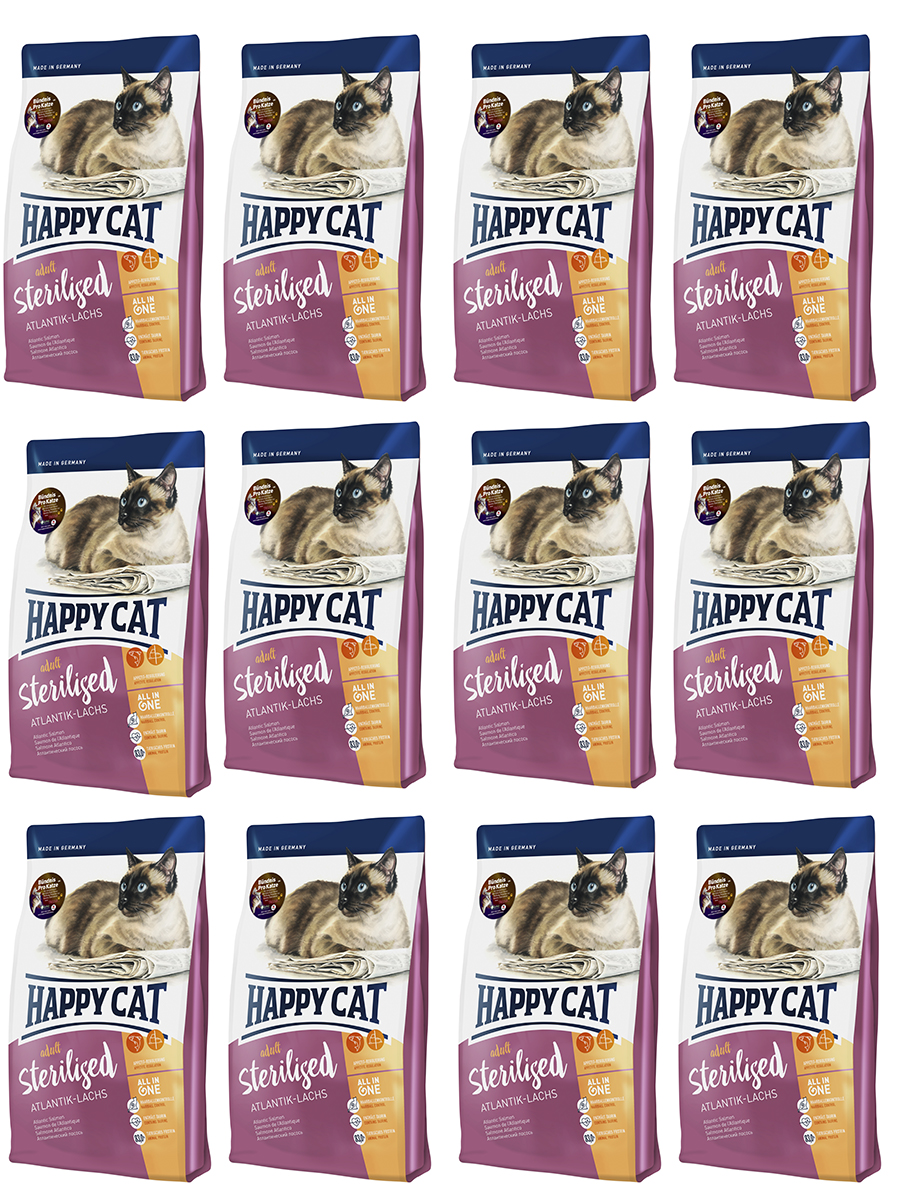 фото Сухой корм для кошек happy cat supreme sterilised, лосось, 12шт, 300кг