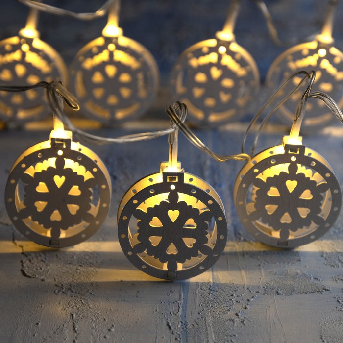 

Световая гирлянда новогодняя Luazon lighting Снежинка 9143345 2м белый теплый, Снежинка