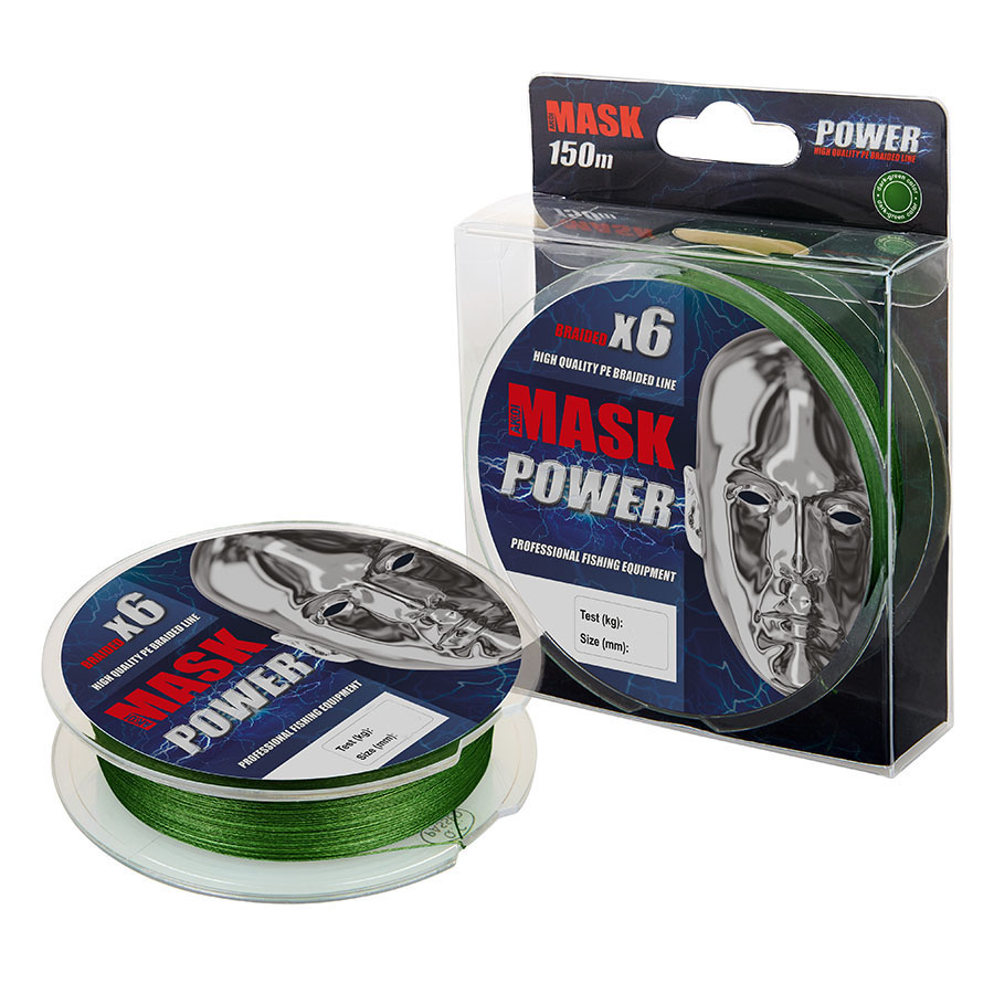 

Леска плетеная Akkoi Mask Power X6 0,1 мм, 150 м, 3,63 кг, dark green, Mask Power X6