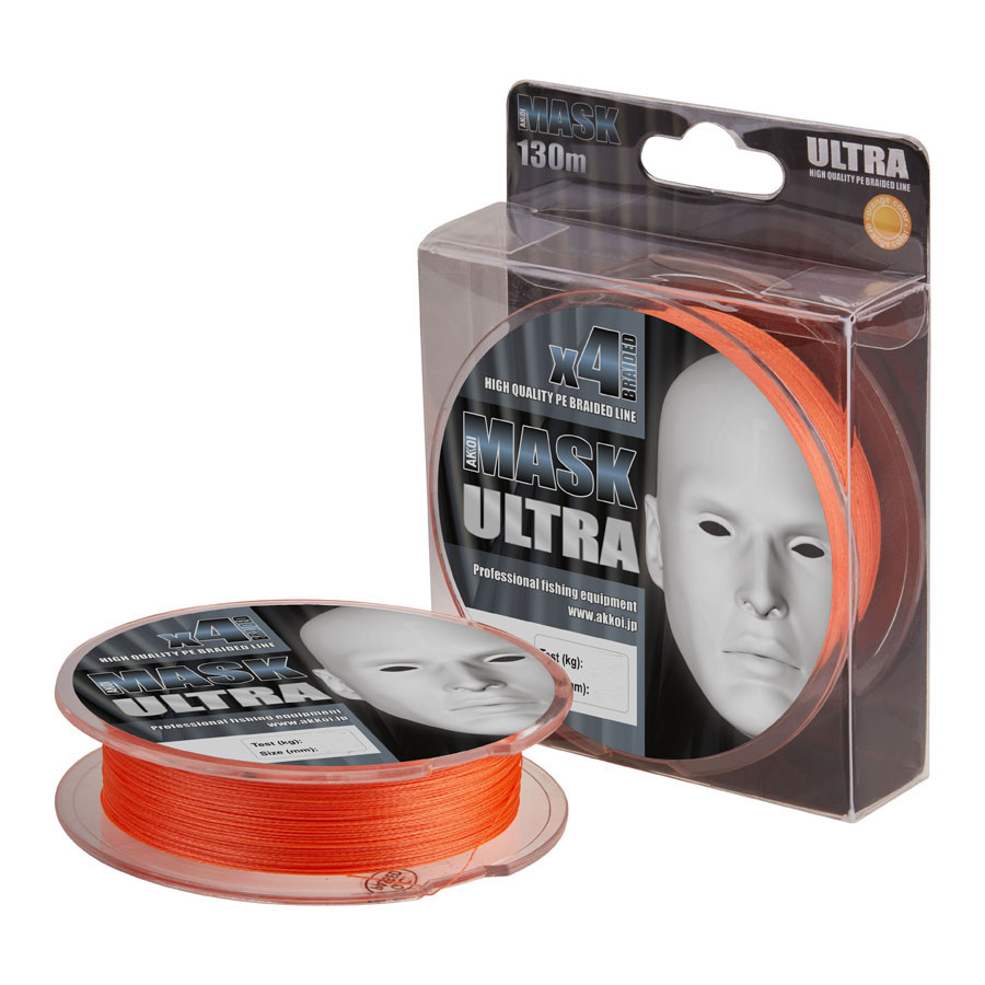 

Леска плетеная Akkoi Mask Ultra 0,08 мм, 130 м, 2,73 кг, orange, Оранжевый, Mask Ultra