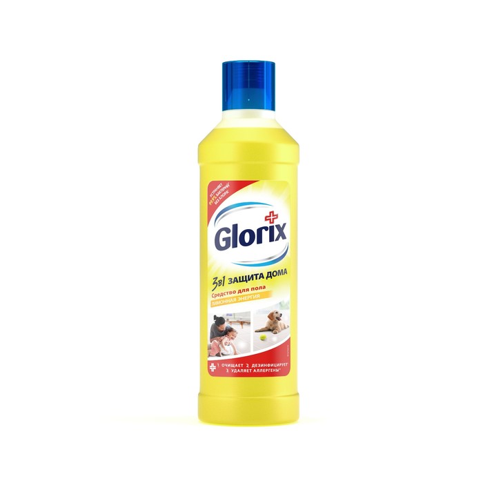 фото Средство для мытья полов glorix лимонная энергия, 1 л