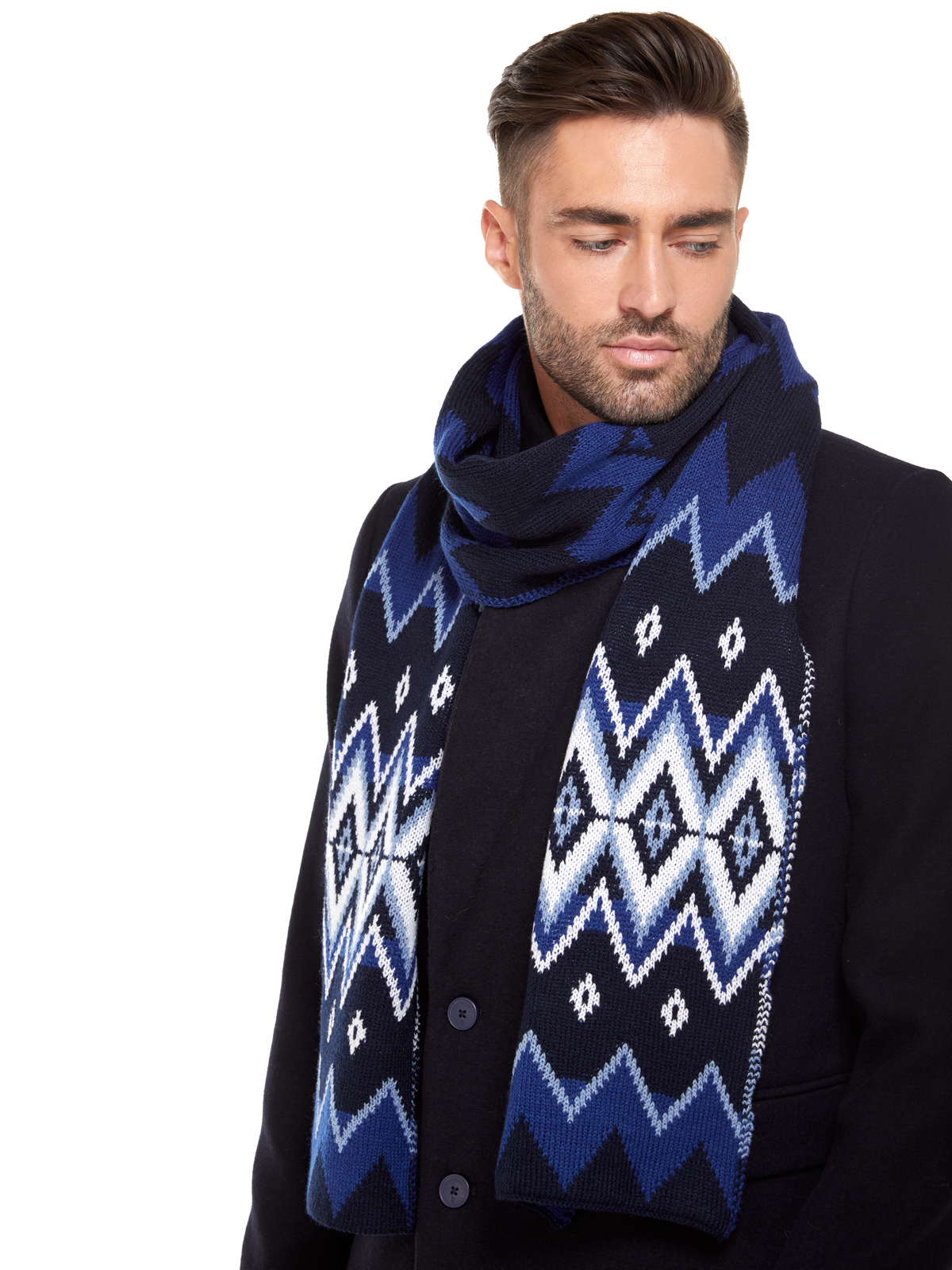 

Шарф мужской Scandica Zigzag темно-синий ONE SIZE, 810SCAM