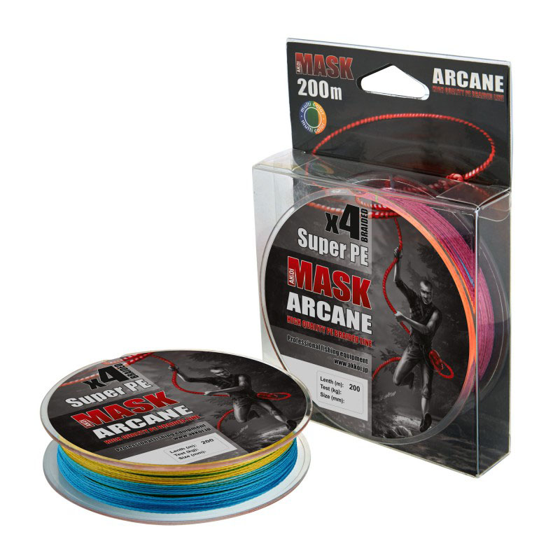 

Леска плетеная Akkoi Mask Arcane X4 0,16 мм, 200 м, 6,8 кг, multicolor, Mask Arcane X4