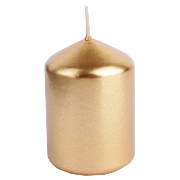 фото Свеча декоративная цилиндрическая столб золотая 4 см nobrand