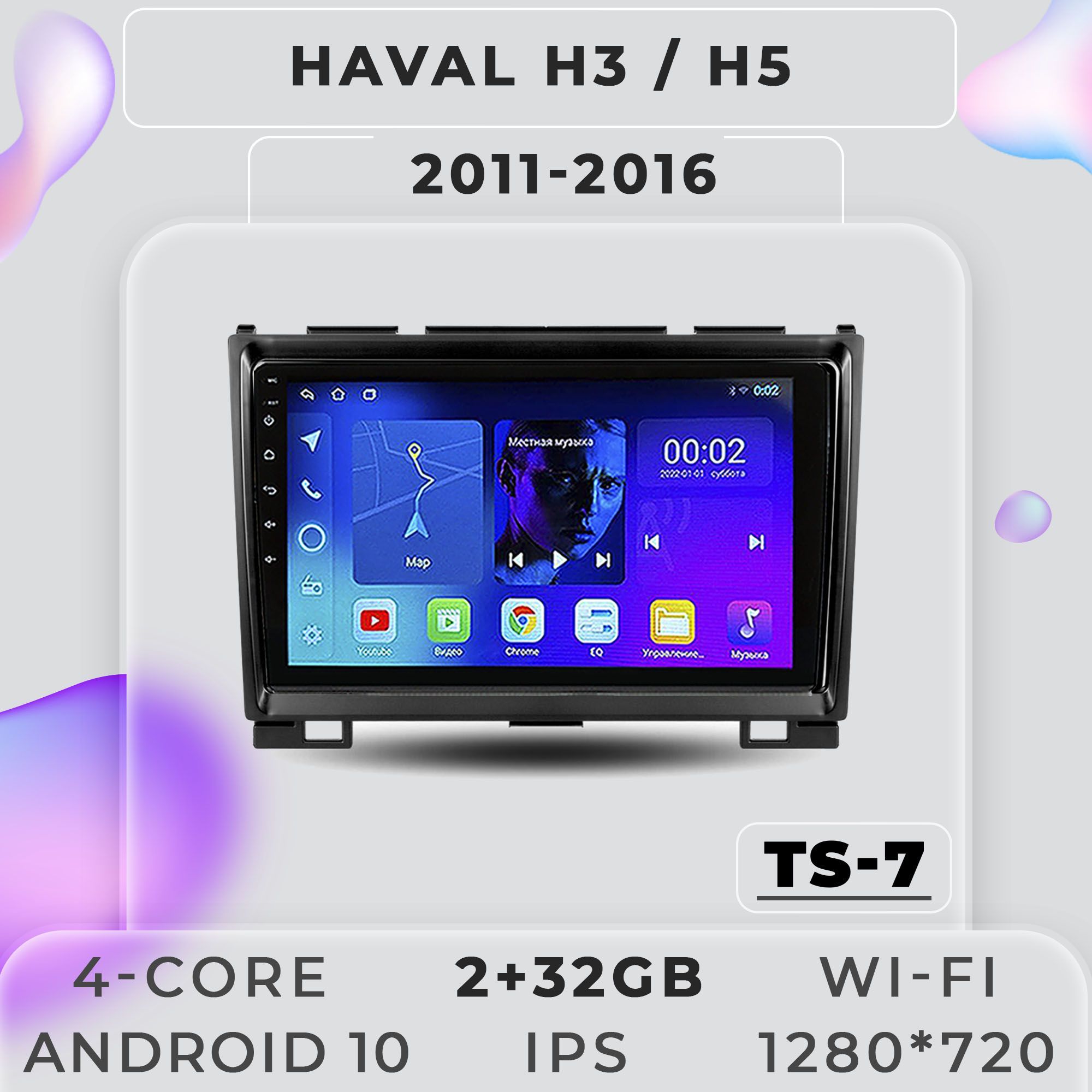 Штатная магнитола ProMusic TS7 Great Wall Hover Haval H3 H5 Грет Волл Ховер 2+32GB 2din