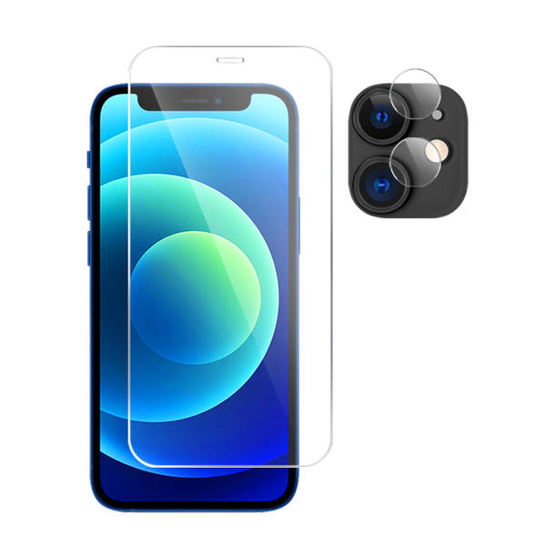 

Гибридное защитное стекло Brozo на экран и камеру Apple Iphone 12, Apple Iphone 12