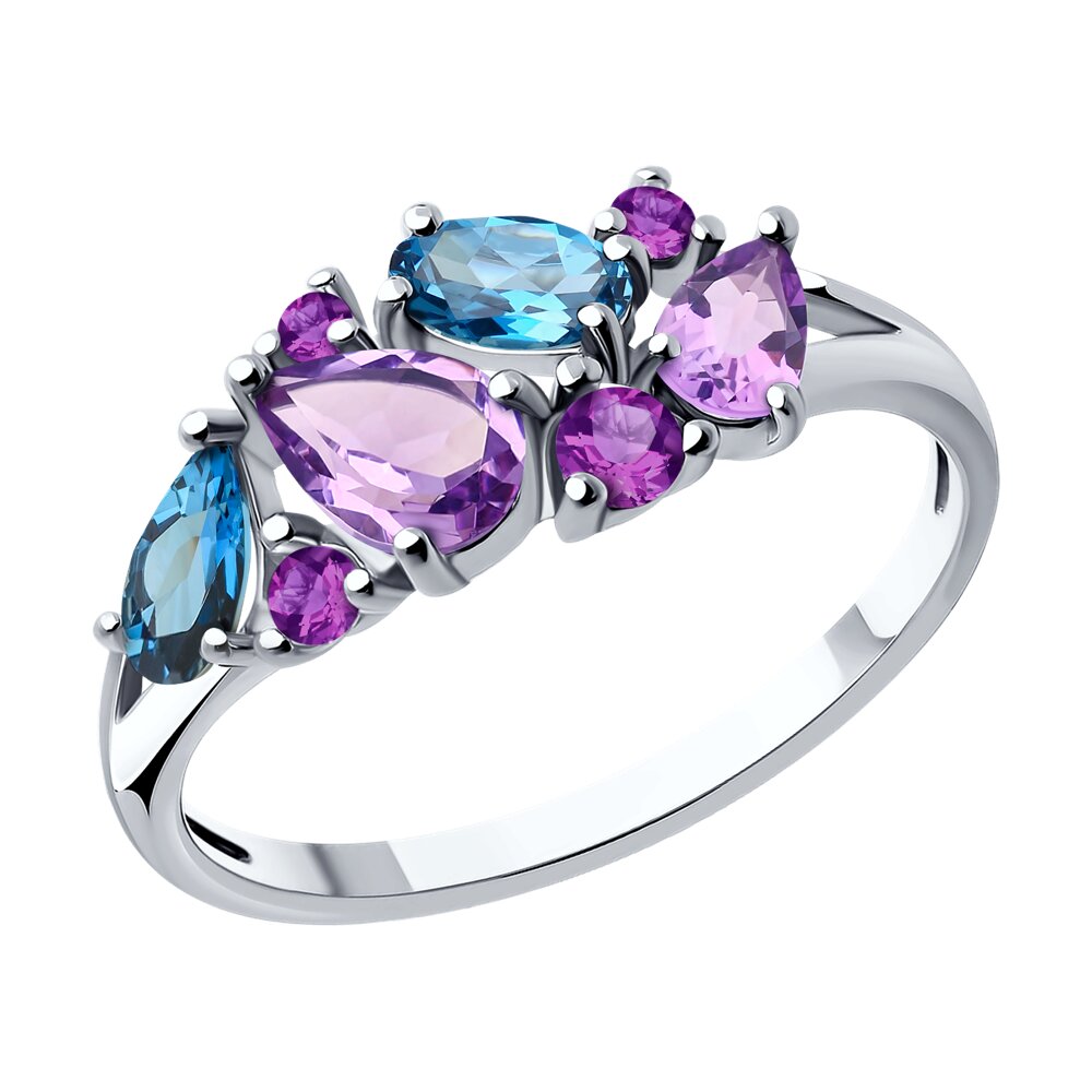 

Кольцо из серебра р. 18,5 SOKOLOV 92014288, фианит\топаз\аметист, 92014288
