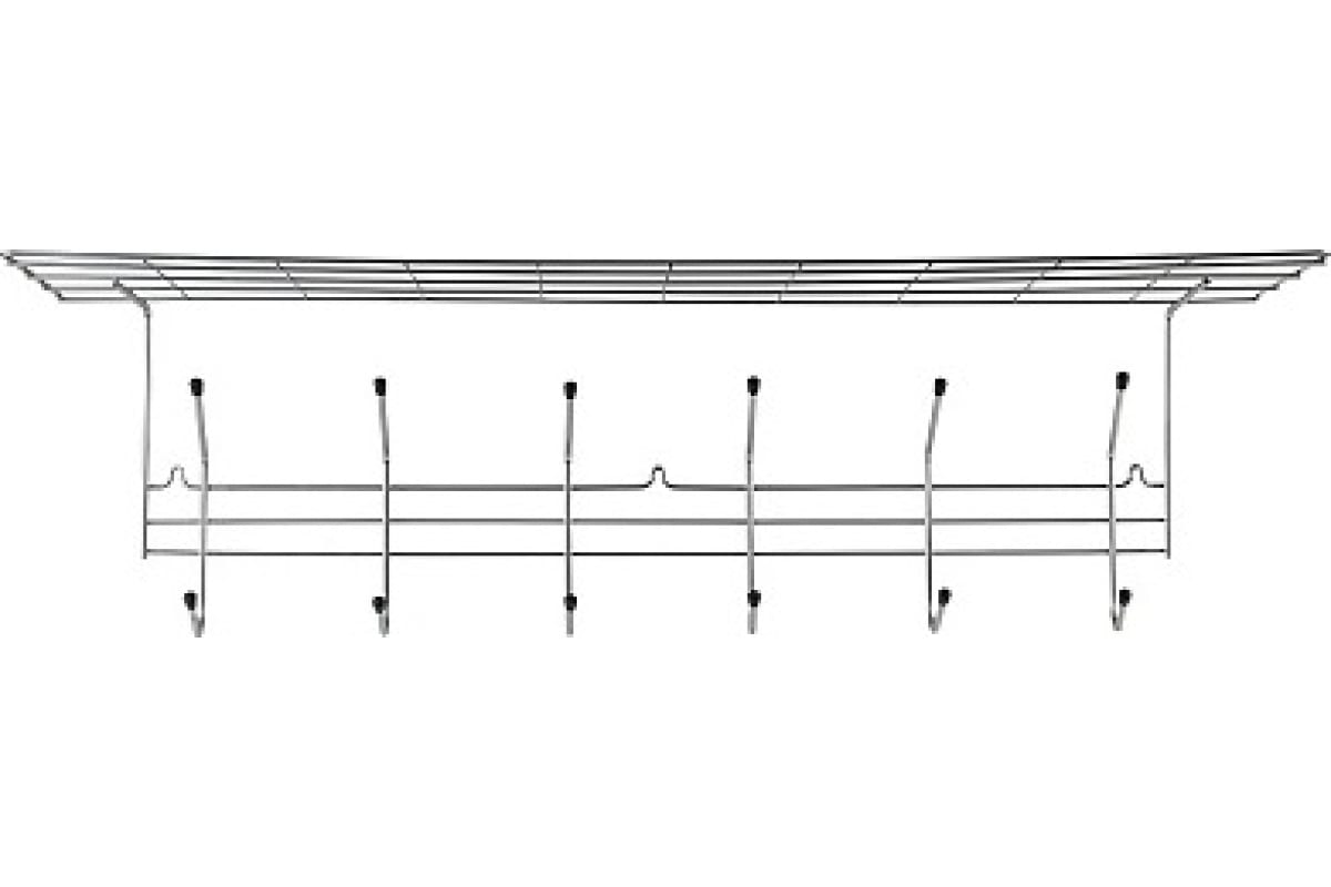 Настенная вешалка Рыжий кот Mensola 6 крючков, с полкой, хром 104847 100051327002