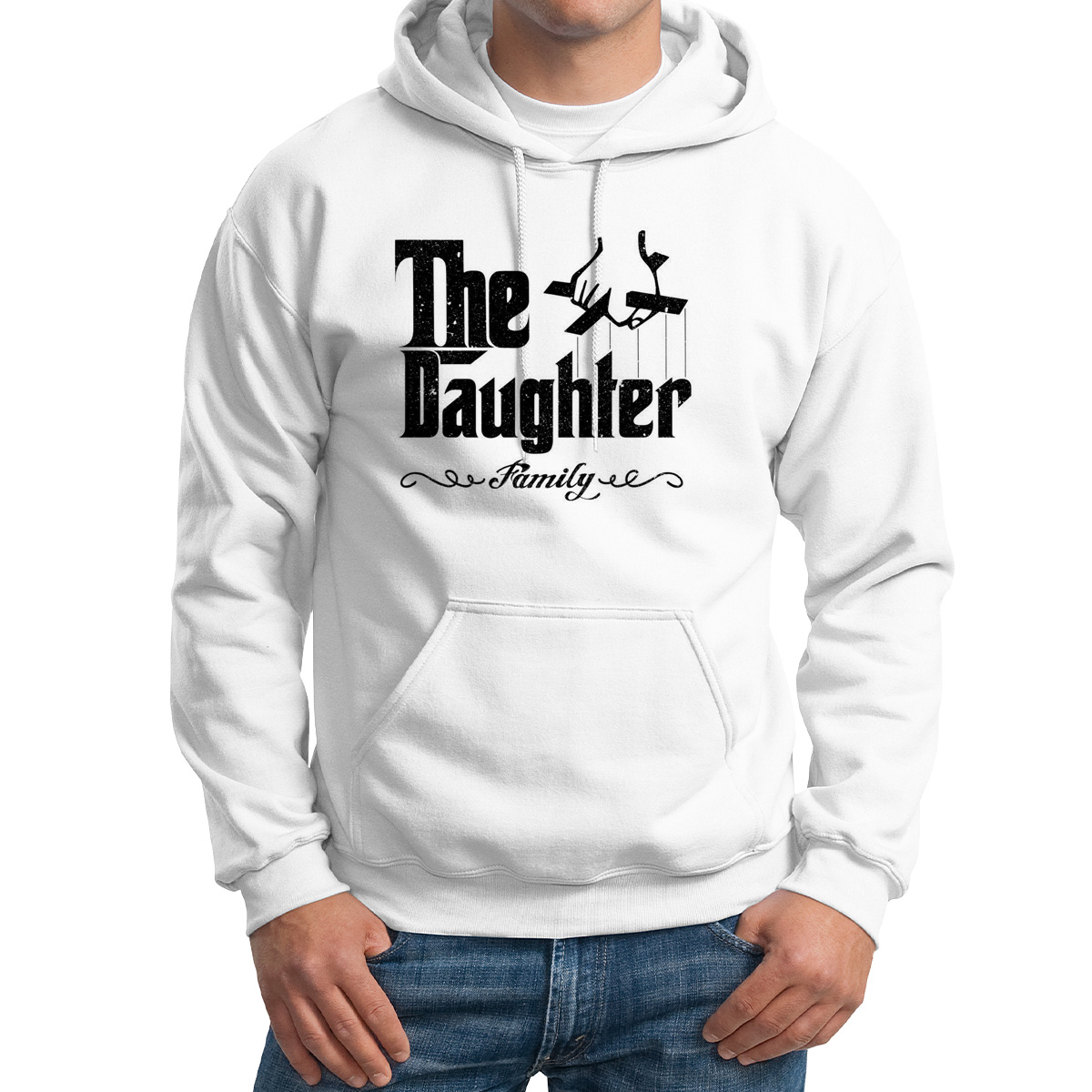 

Худи унисекс CoolPodarok Прикол Семья The daughter Дочь белое 44 RU, Белый, M0151838