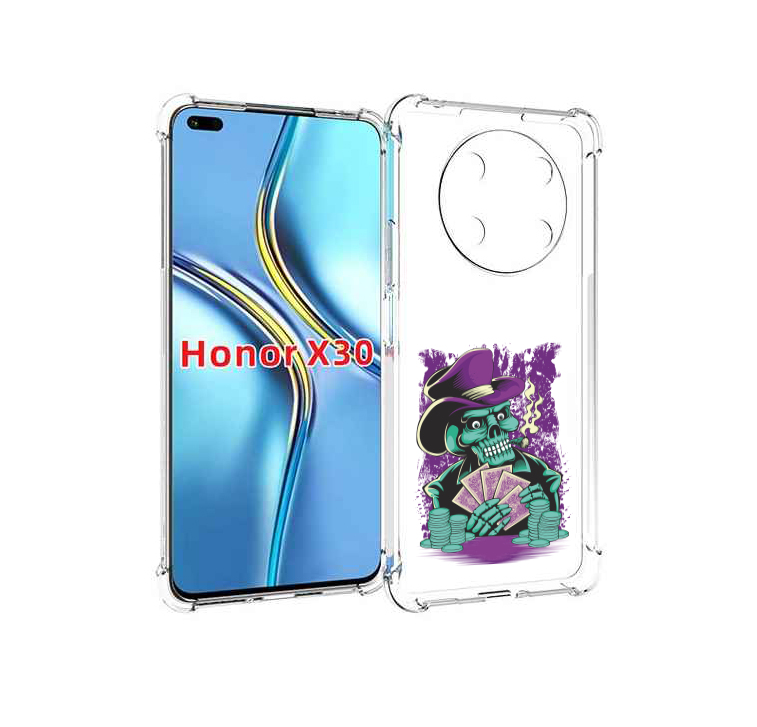 

Чехол MyPads зеленый череп с картами для Honor X30 / Magic4 Lite 5G, Прозрачный, Tocco