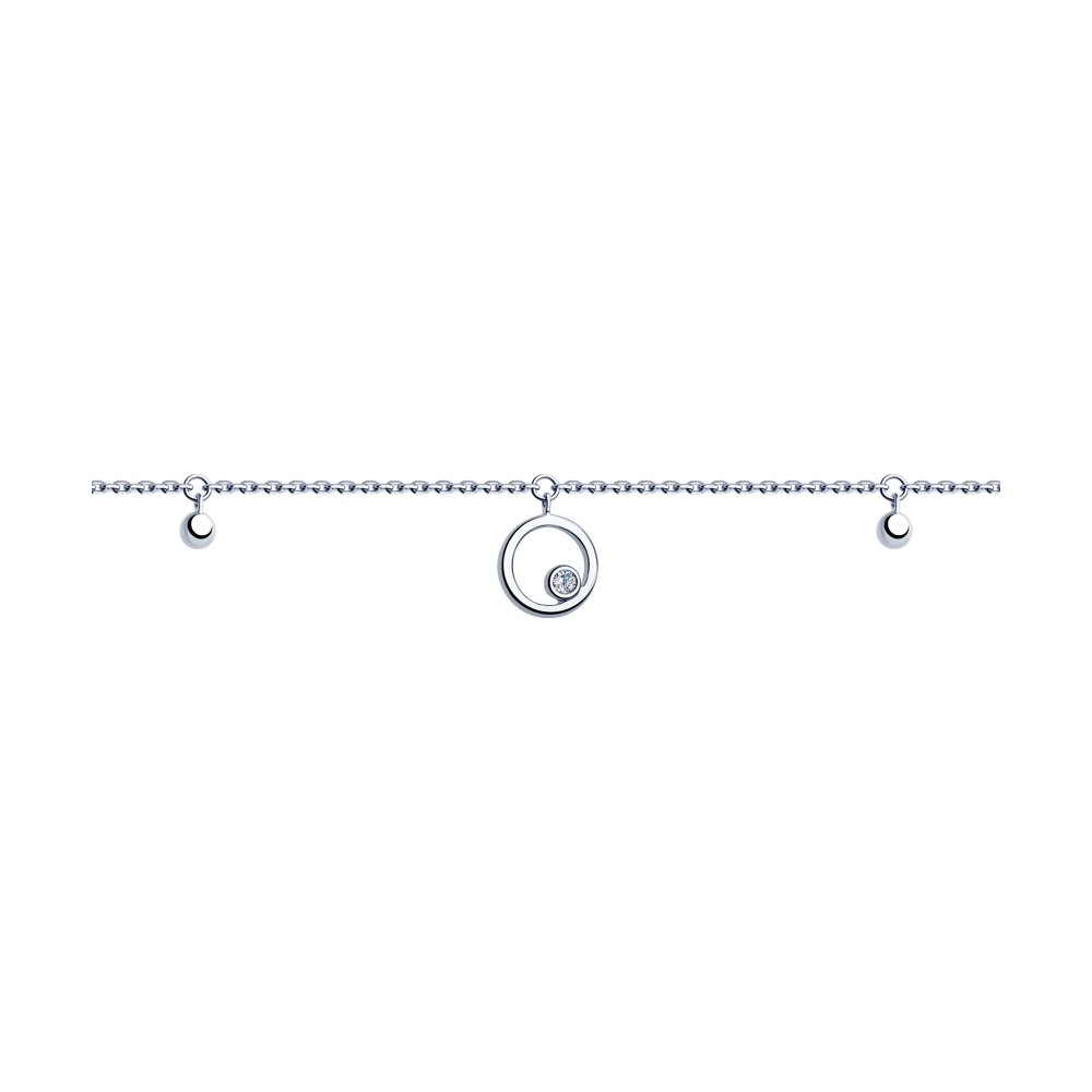 

Браслет из серебра р. 18 SOKOLOV 94050489, фианит, 94050489